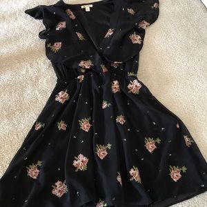Francesca’s Black Dress with flower embroidery